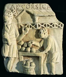 Relief, das einen Brothändler darstellt